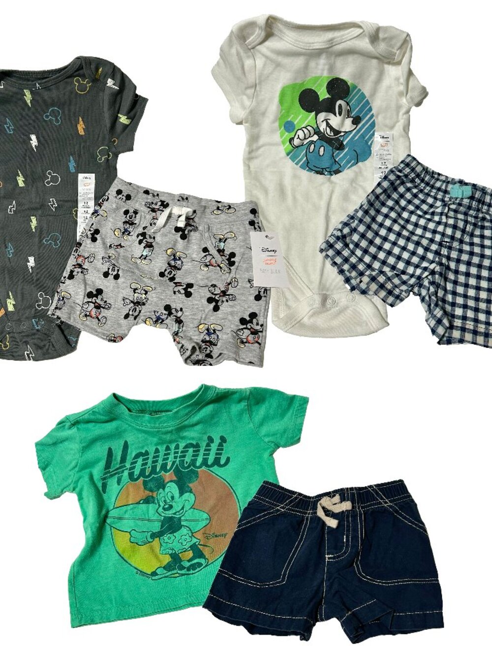 12 Month Mickey Mouse 6 pieces shorts t-shirts Disney Vintage New & Like New